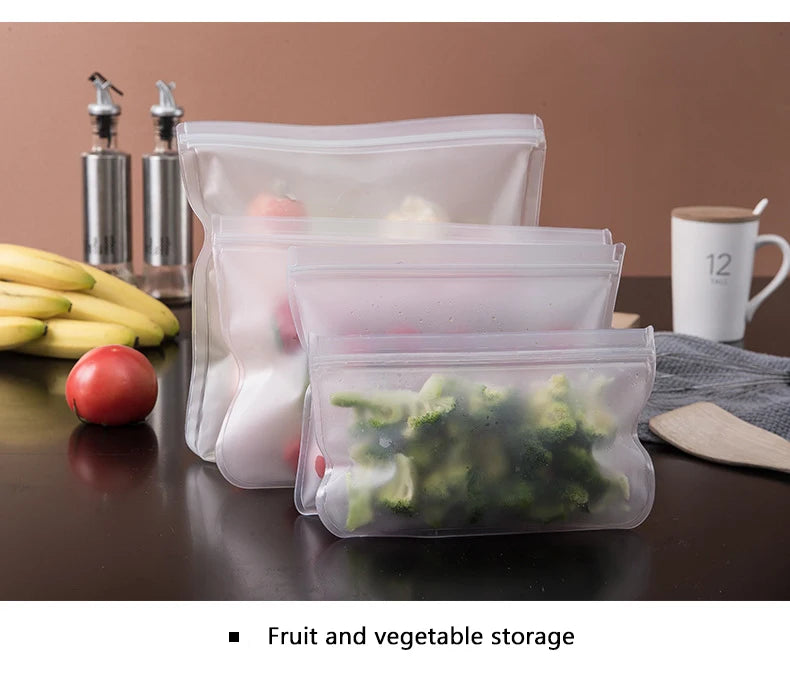 Silicone Food Storage Containers Reusable Food Storage Bags Lunch Bags Stand Up Zip Shut Bag Cup Fresh Food Leakproof Containers