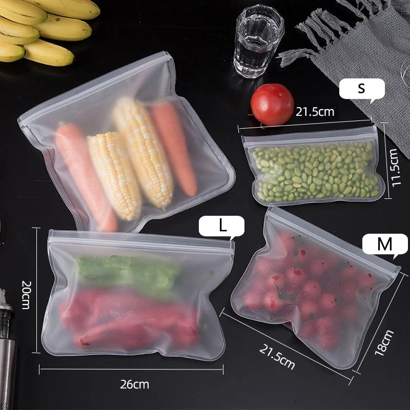 Silicone Food Storage Containers Reusable Food Storage Bags Lunch Bags Stand Up Zip Shut Bag Cup Fresh Food Leakproof Containers