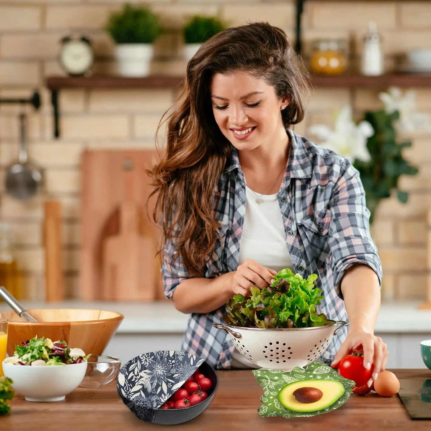 3PC/SET Beeswax Food Wraps Reusable Environmental Organic Cotton Wax Cloth Replace Household Plastic Wrap Washable Lemon Pattern