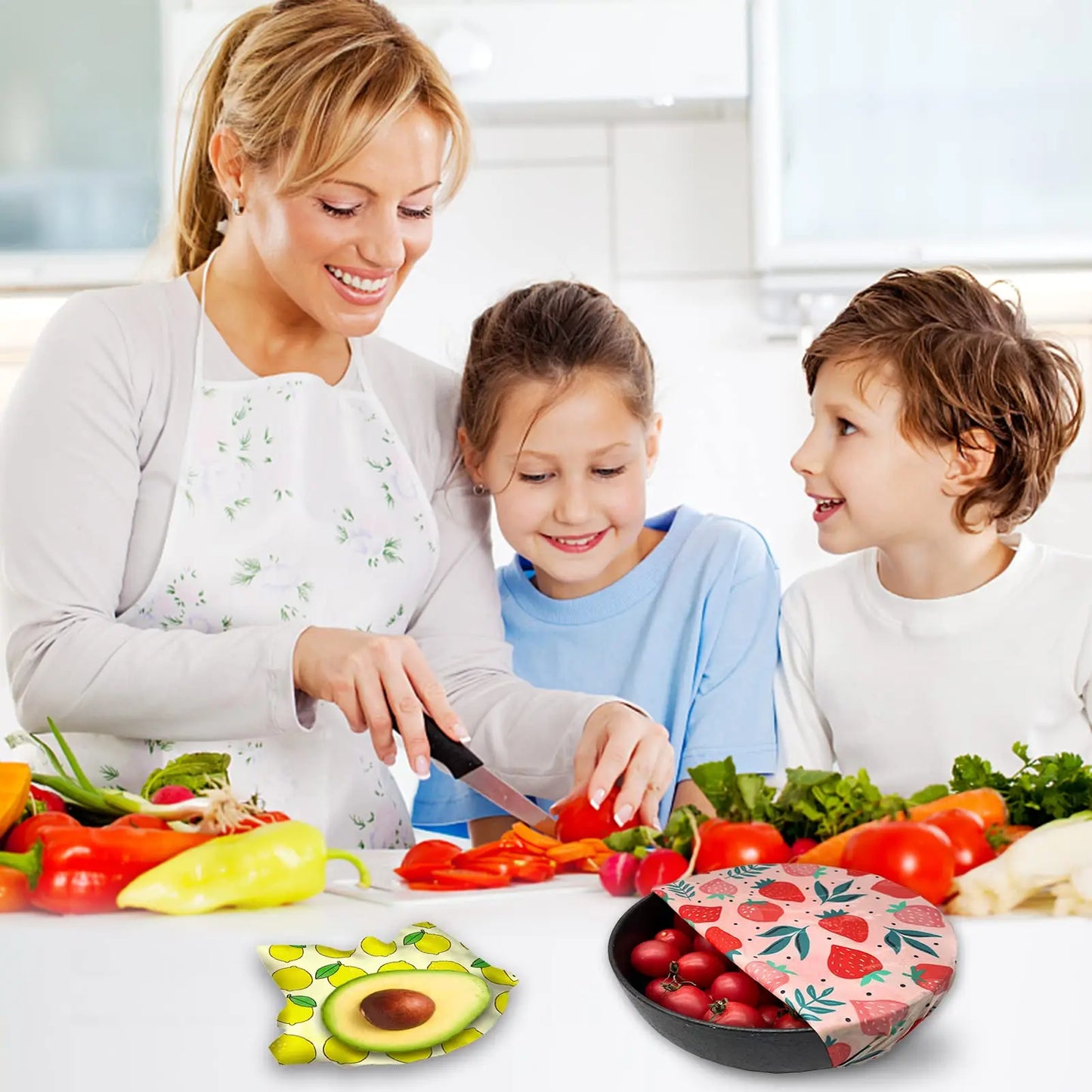 3PC/SET Beeswax Food Wraps Reusable Environmental Organic Cotton Wax Cloth Replace Household Plastic Wrap Washable Lemon Pattern