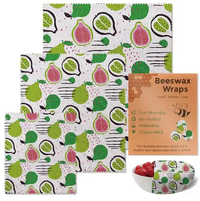 3PC/SET Beeswax Food Wraps Reusable Environmental Organic Cotton Wax Cloth Replace Household Plastic Wrap Washable Lemon Pattern