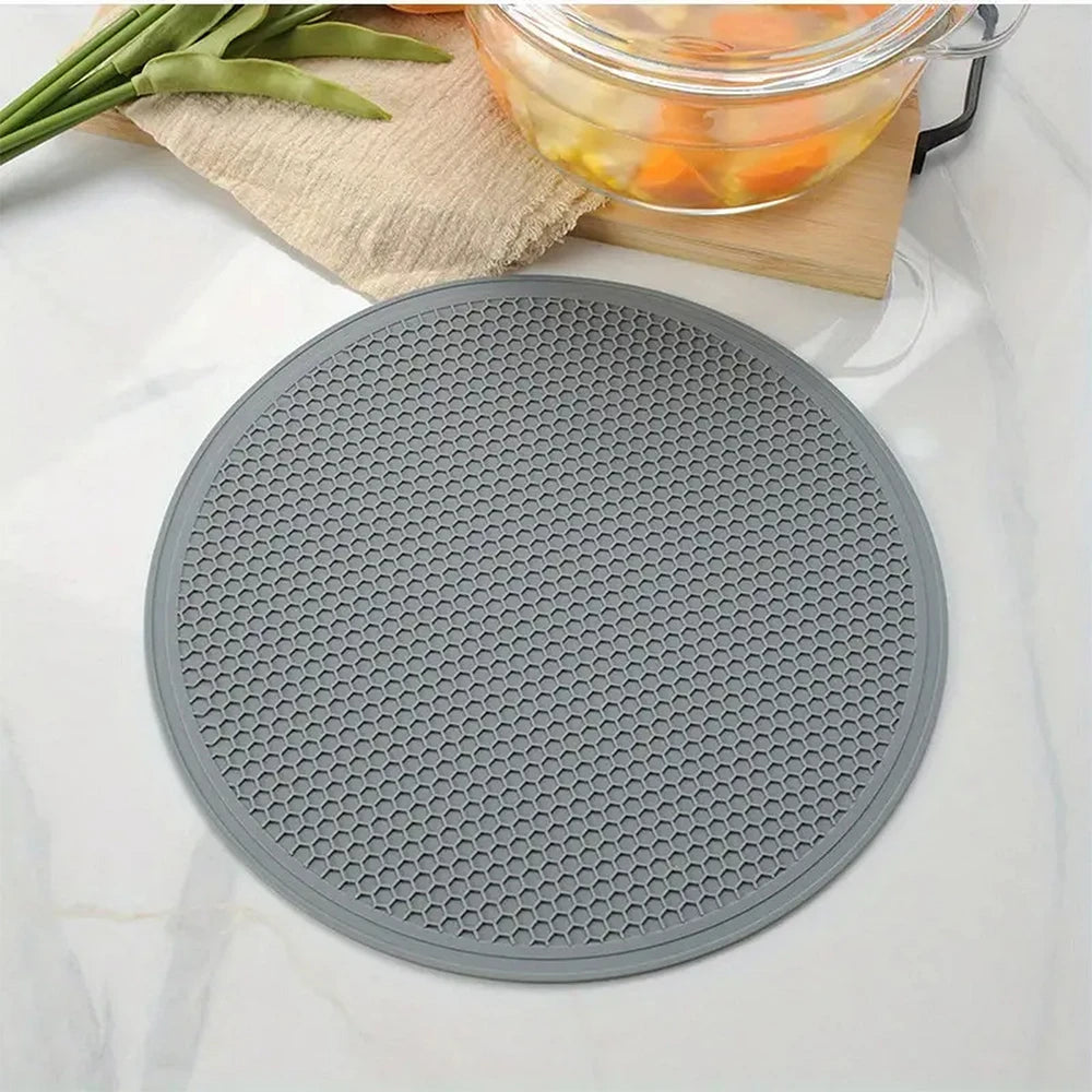 25cm Large Silicone Mat Coaster Heat Resistant Placemat Honeycomb Nonslip Pot Holder Table Mat Round Cup Mat Kitchen Accessories