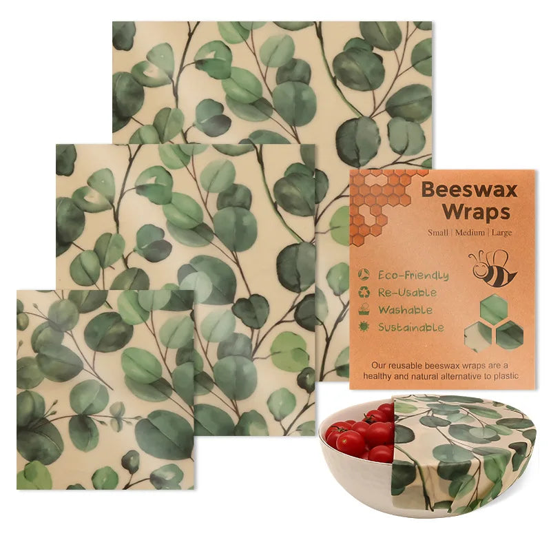 3PC/SET Beeswax Food Wraps Reusable Environmental Organic Cotton Wax Cloth Replace Household Plastic Wrap Washable Lemon Pattern
