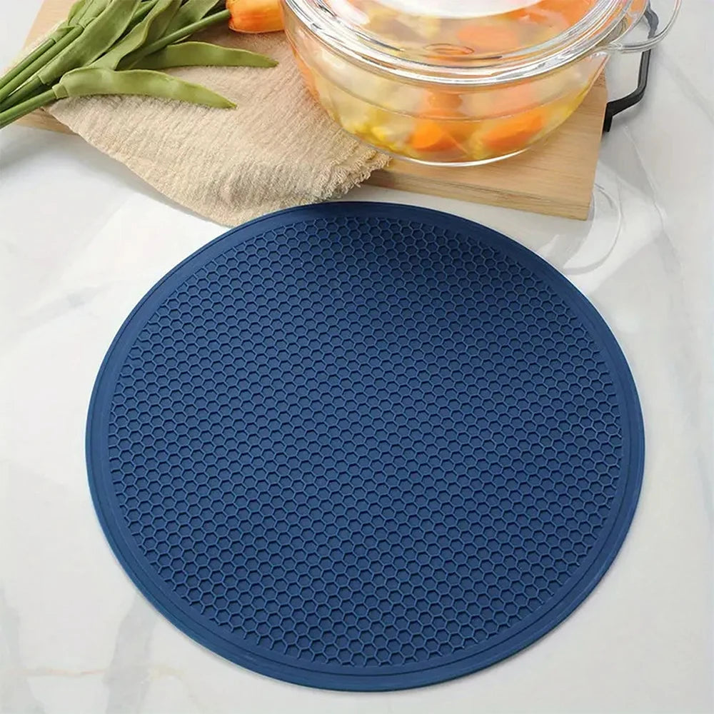 25cm Large Silicone Mat Coaster Heat Resistant Placemat Honeycomb Nonslip Pot Holder Table Mat Round Cup Mat Kitchen Accessories
